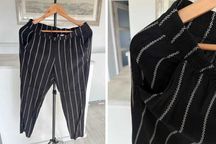 Spodnie damskie H&M 38  paski wygodne na gumce z kieszeniami