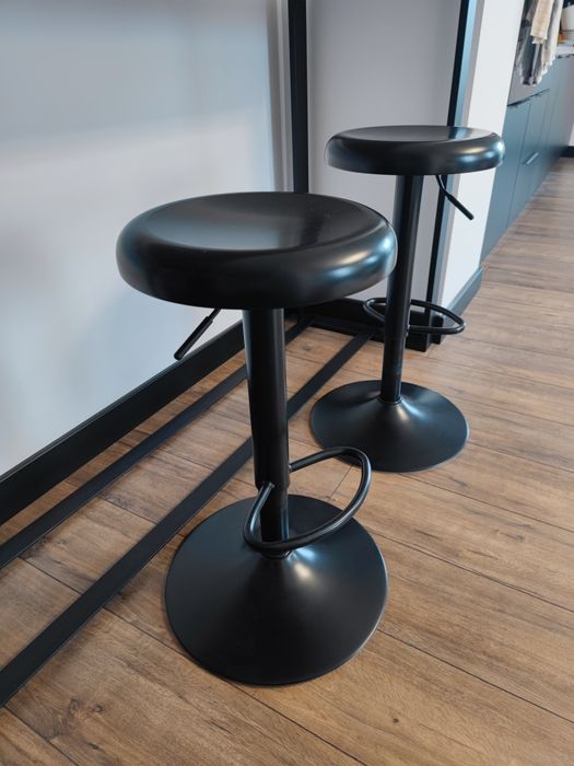 Hokery regulowane czarne loft 2 sztuki