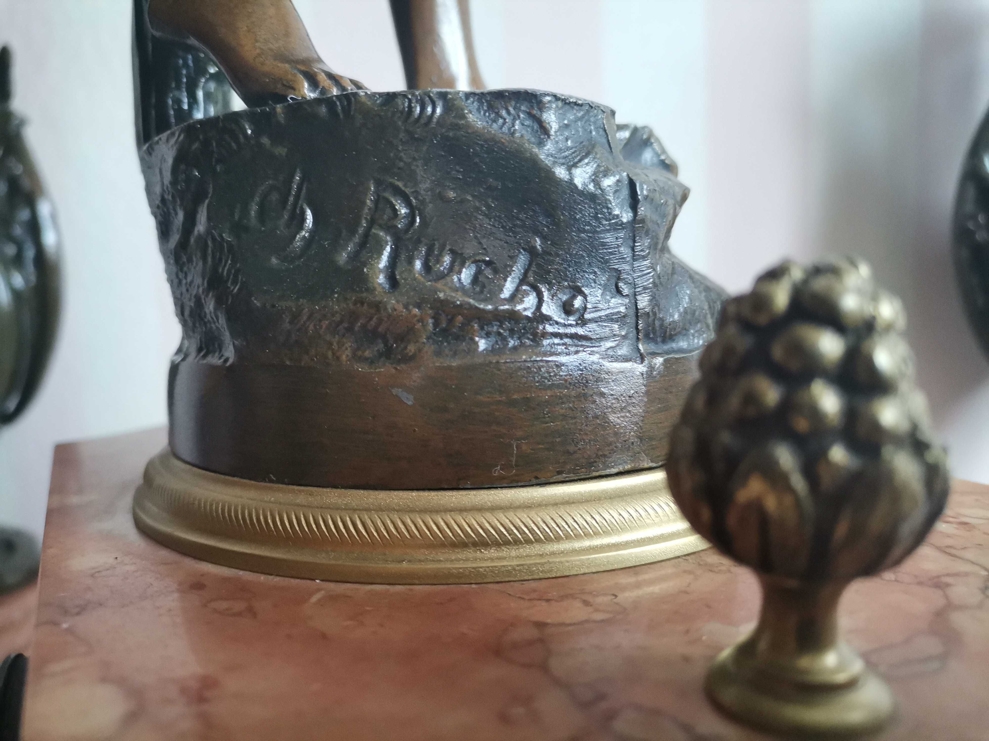 Zegar kominkowy "Poésie" - Jean Charles Ruchot - XIX/XX w. Art Nouveau