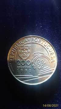 Moeda de 200 escudos, 1991 - Colombo e Portugal