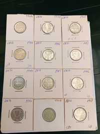 Colecção completa de moedas de 2,50 escudos, prata, caravelas
