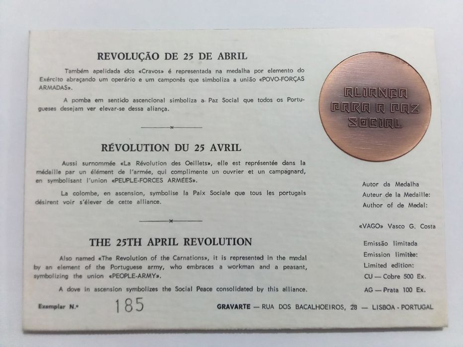 Filo-Medalhística - MFA 25 Abril 1974