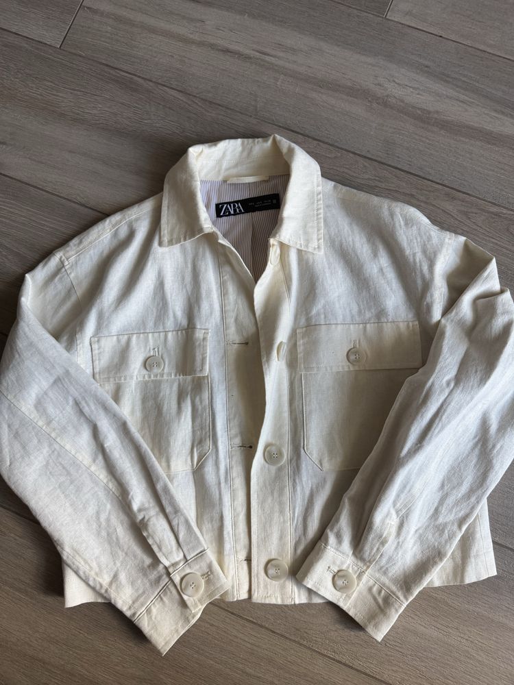 Льняний піджак вкорочений Zara