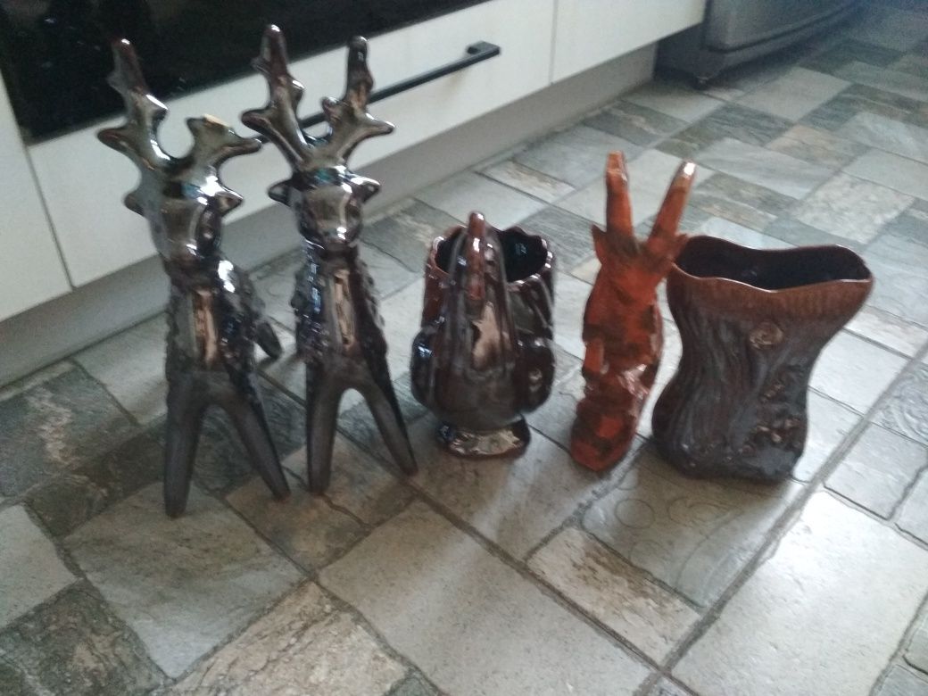 Керамика керамические фигуры курочка, олень, козел, ваза СССР