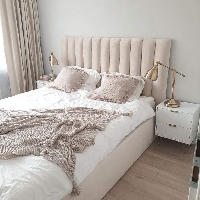 Łóżko tapicerowane łoże sypialnia glamour pojemnik stelaż welur panele