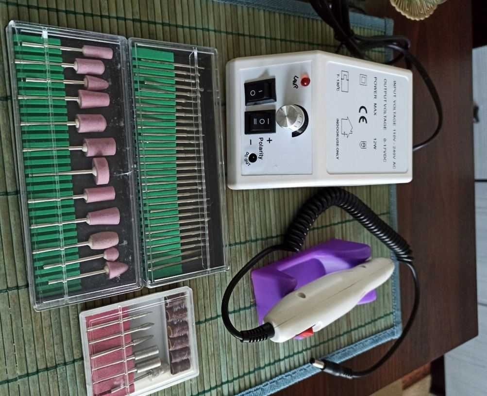 NOWA Frezarka do Paznokci Manicure Hybryda + 3 zestawy frezów