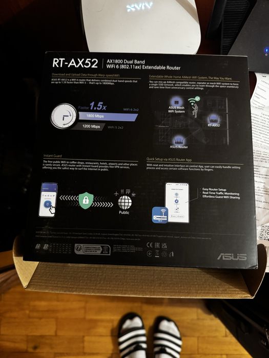 Маршрутизатор ASUS RT-AX52 WiFi 6/ АX1800 / 1 Гбит/с