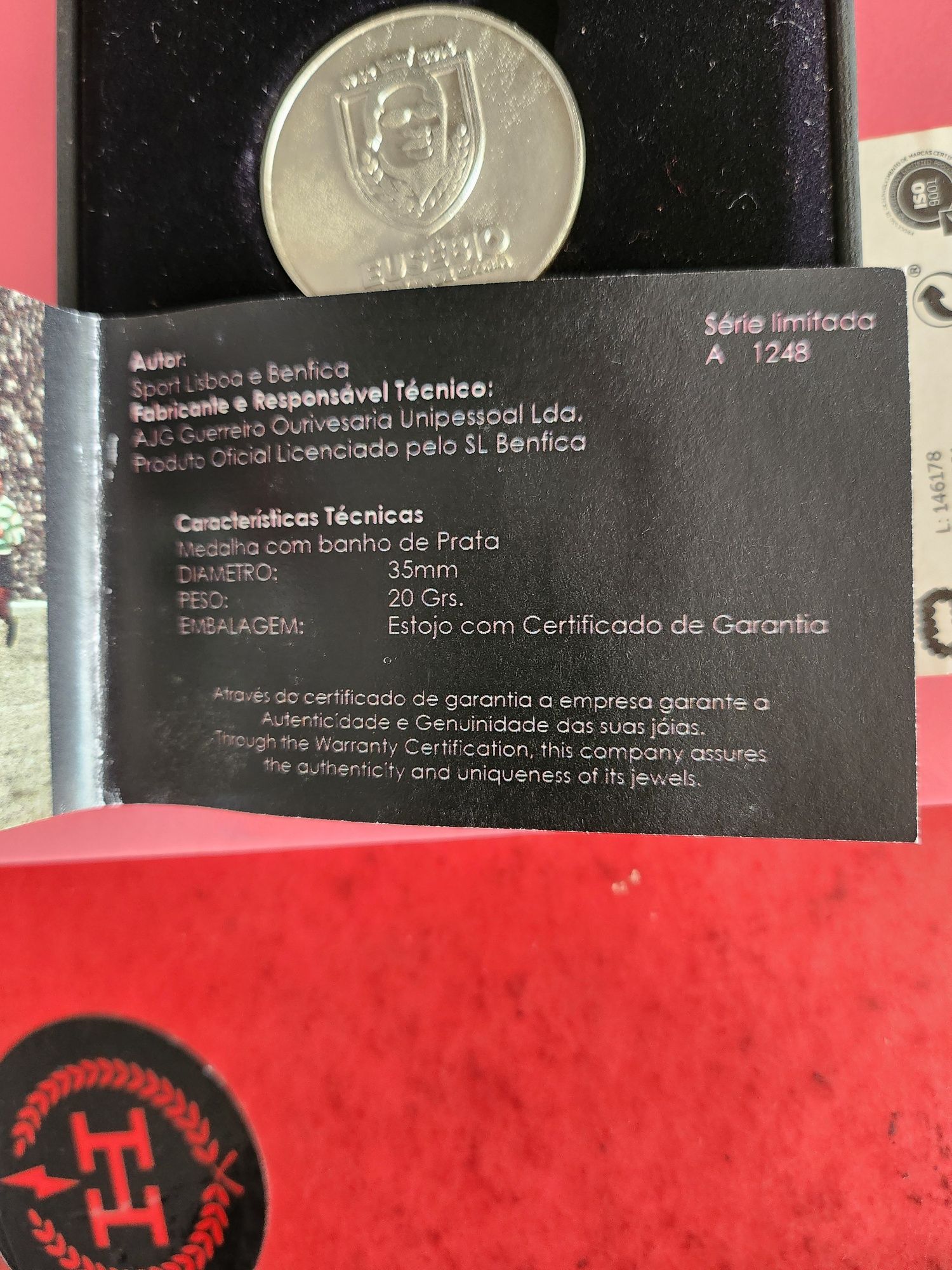 Medalha comemorativa em prata Eusébio