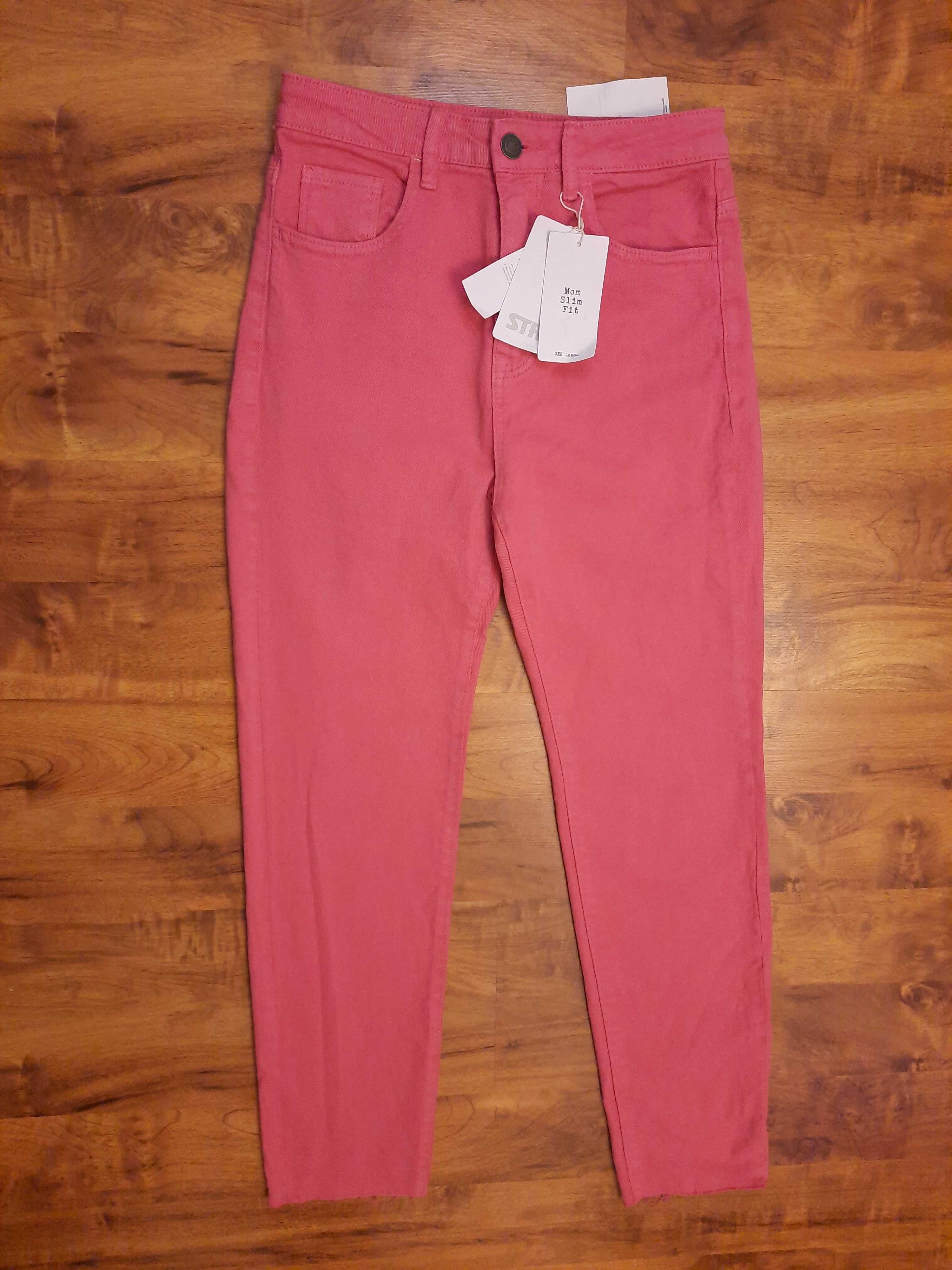 Spodnie jeansowe różowe mom slim fit jeansy Str Stradivarius 36 S