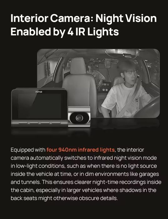 Акція! 70mai T800 + rc24+Up04+256Gb Відеореєстратор із салонною камер