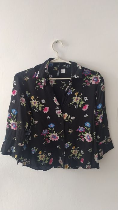 H&M koszula kwiaty oversize wiskoza 32 34 36