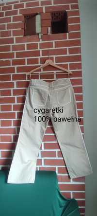 Bawelniane spodnie cygaretki capri chinosy L XL