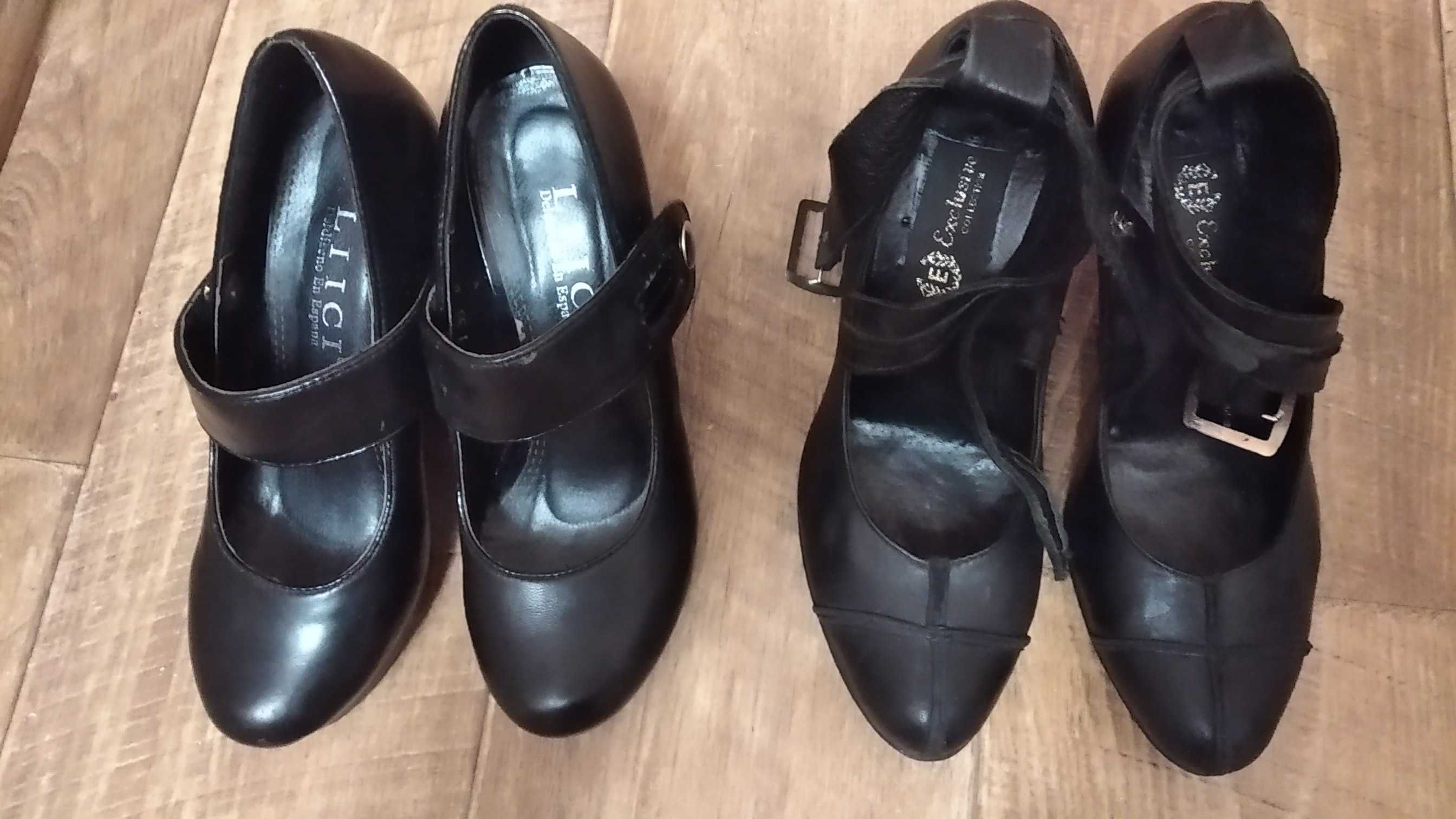 туфли кожа черные каблук и платформа 35-36 размер