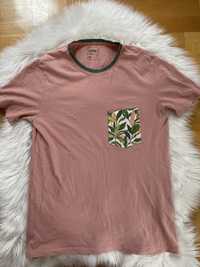 Koszulka męska pudrowy róż bluzka z krótkim rękawem sinsay M
