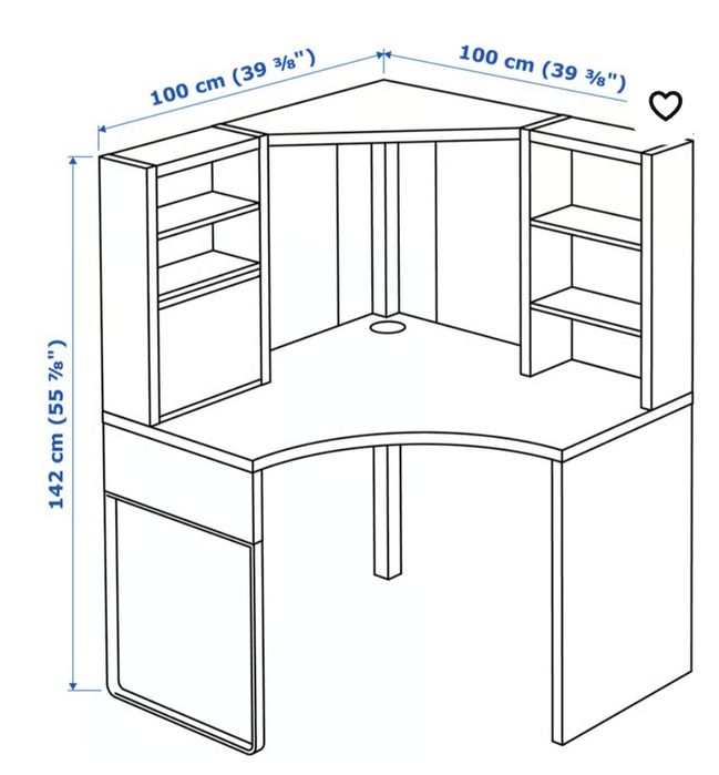 Biurko narożne Ikea, używane, białe