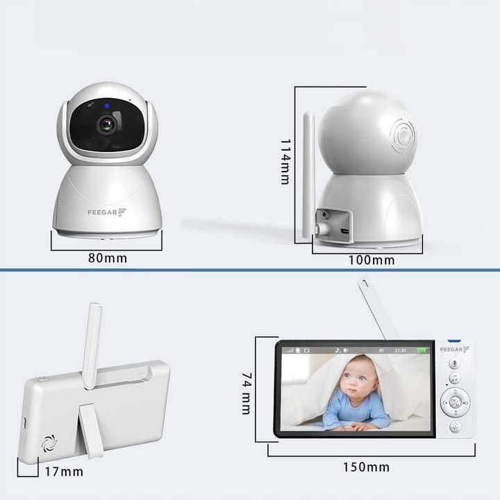 Elektroniczna Niania Feegar Baby Monitor Obrotowa Bez WiFi Nagrywanie