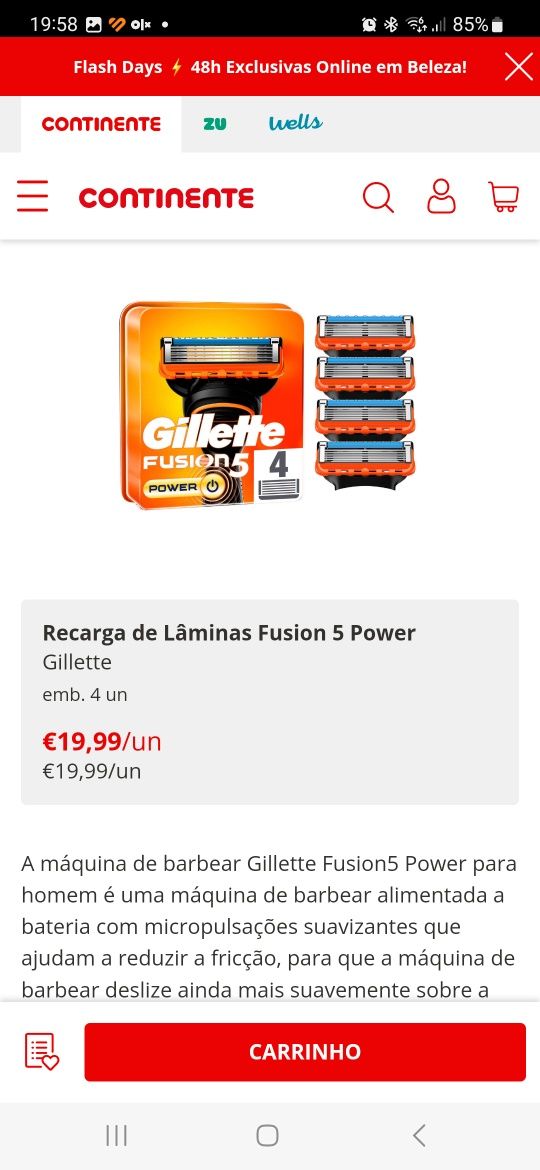 Gillette fusion recargas