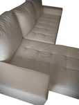 Sofá cama chaise long em pele branca