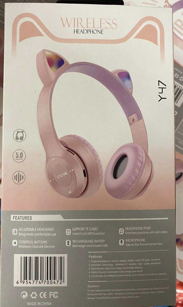 Дитячі блутуз навушники "Cat" Led-світло;