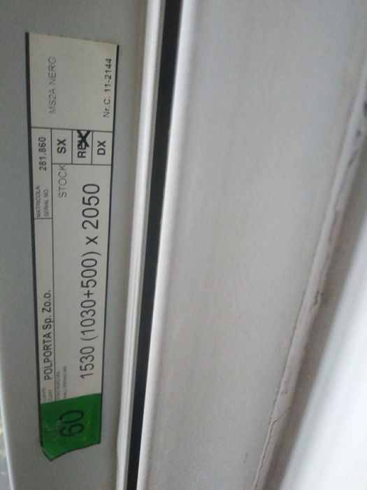 Drzwi dwuskrzydłowe techniczne przeciwpożarowe lewe 153x205cm ATEST