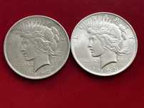 Доллары США 1922, 1923 серебро Мирный
