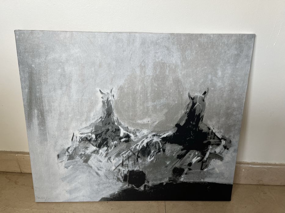 Serigrafia Julio Pomar - 2 Cavalos a negro