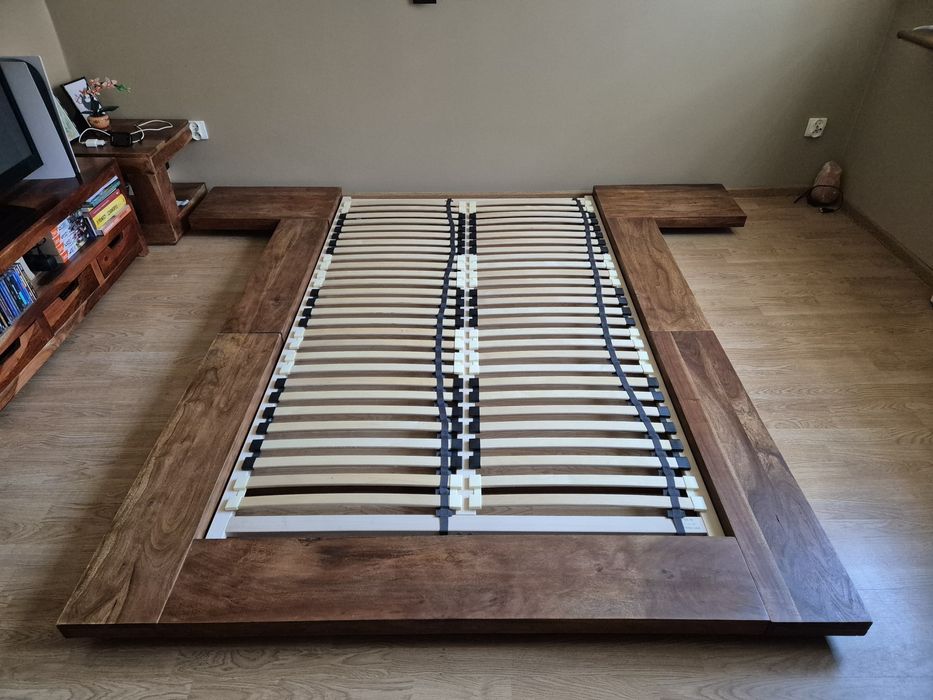 Rama łóżka futon w japońskim stylu, drewno akacjowe 120x200cm