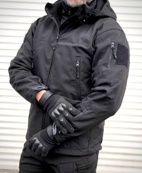 Чоловічий костюм Softshell Чорний тактичний демісезонний спортивний