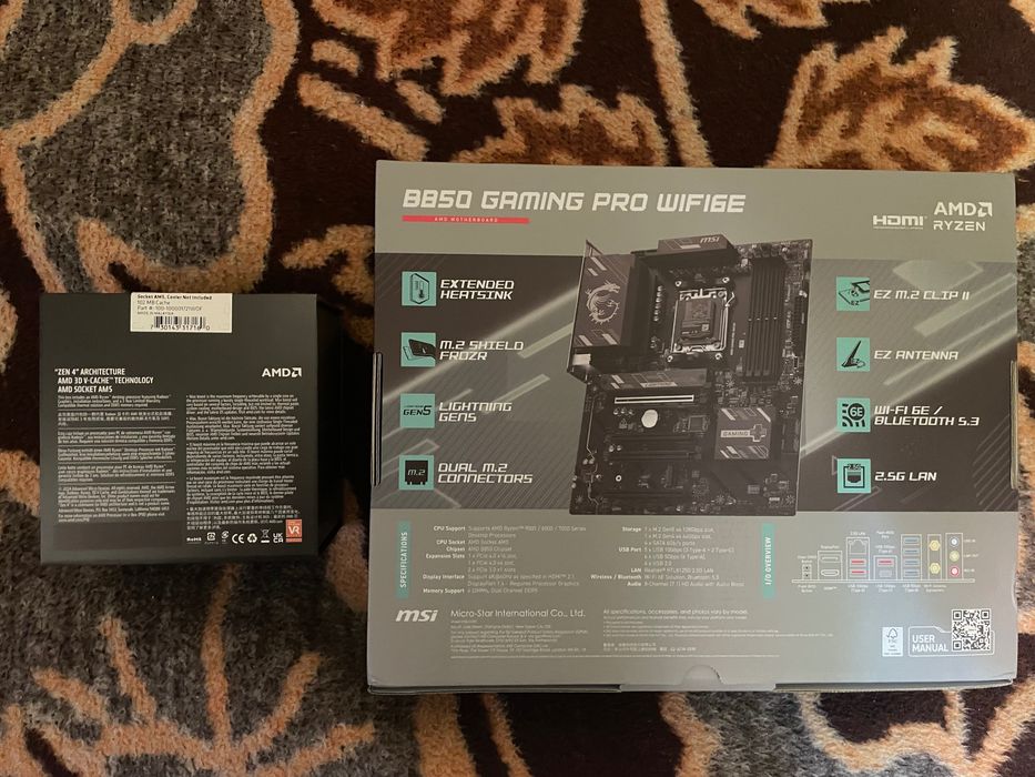 Топовий комплект AMD Ryzen 5 7600x3d + MSI B850 Gaming Pro WiFi6e