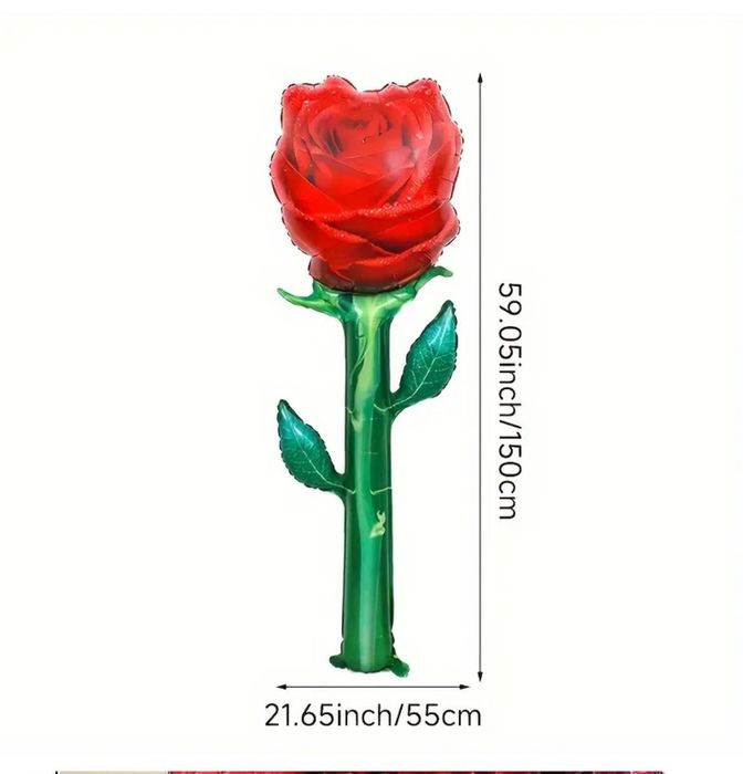Balon foliowy gigantyczna róża 150 cm + słomka do dmuchania