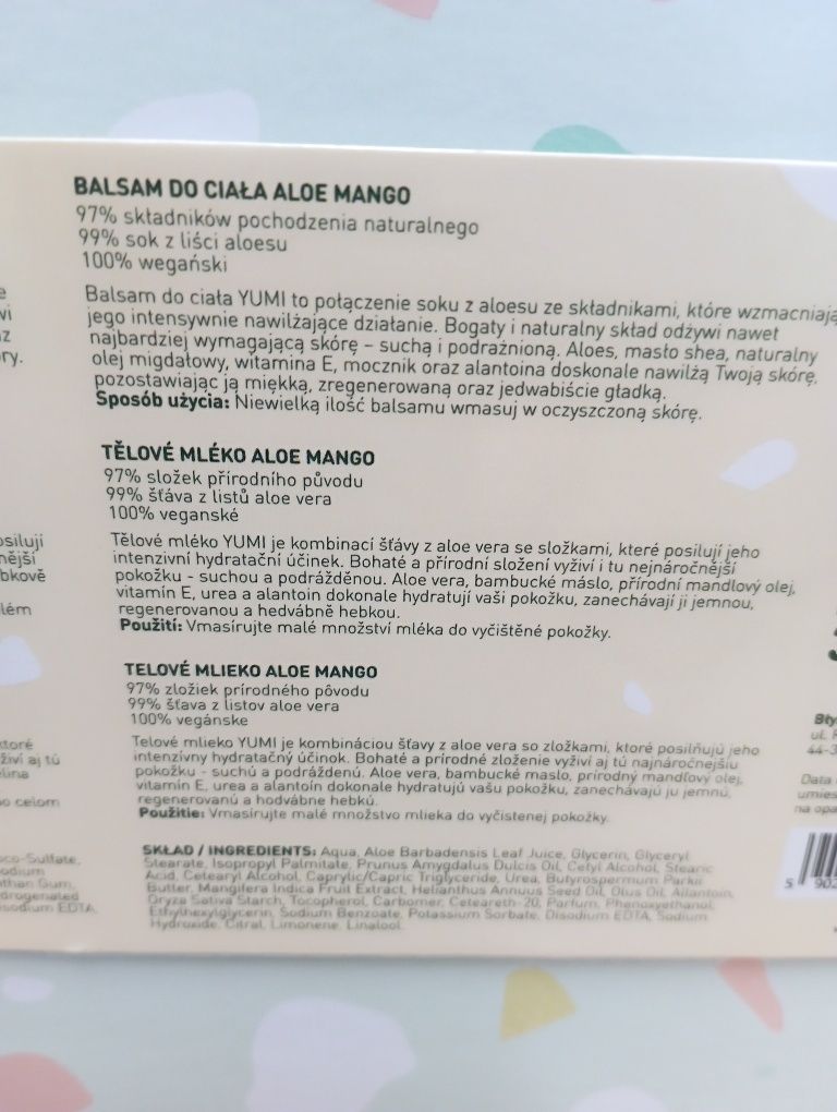 Yumi Aloes-Mango nowe wegańskie kosmetyki
