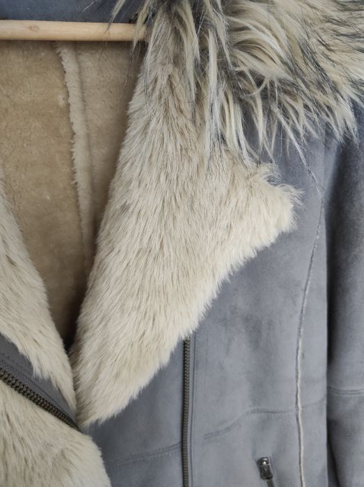Stylowa Kurtka Kożuch IKKS szara z Futerkiem