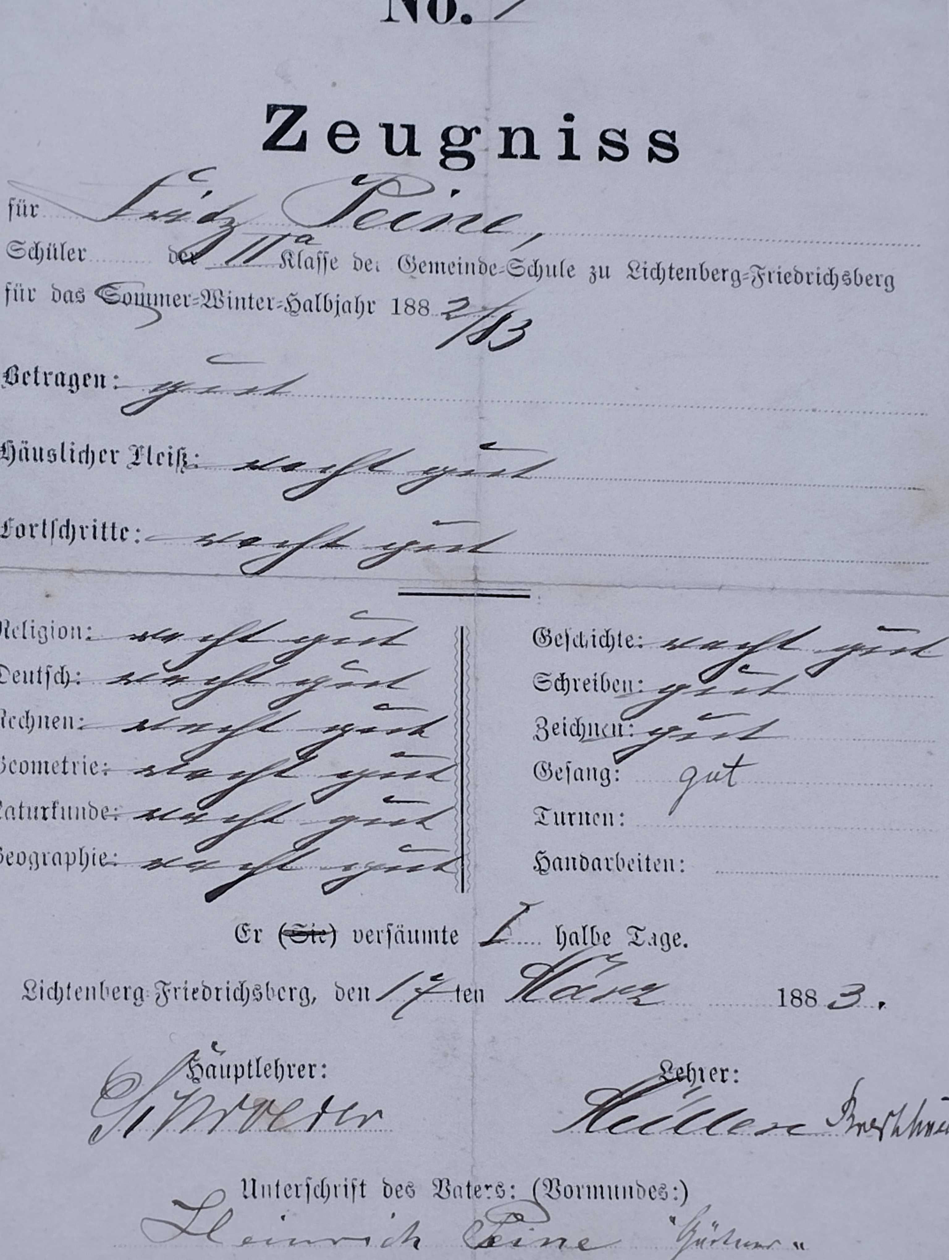 Sprzedam 2 stare świadectwa szkolne z 1882r.