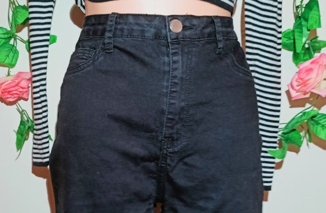 Czarne materiałowe Spodnie skinny New Yorker L (40)
