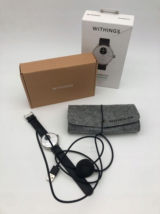 Withings Scanwatch hybrydowy smartwatch EKG tętno SpO2 sen 38mm biała