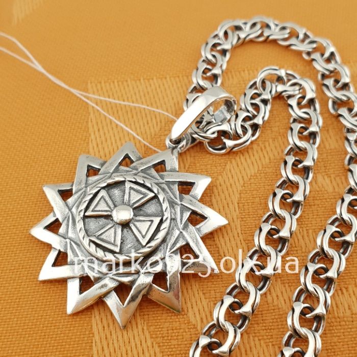 Чоловіча срібна цепочка з кулоном ерцгама ланцюжок Бісмарк 925 проба