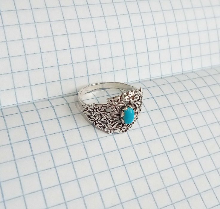 Перстень кольцо з каменем бірюза. Срібло 925 проба. Розмір 19,5