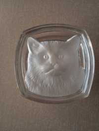 Caixa decorativa em cristal com imagem de gato