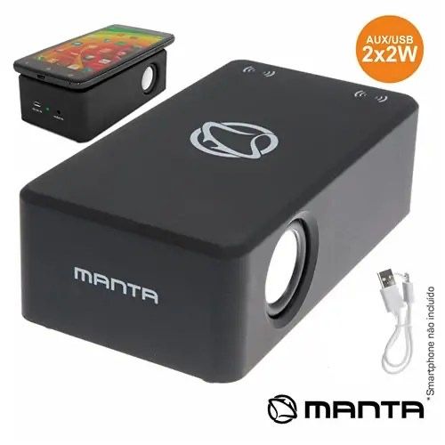 Coluna Por Indução Portátil 2x2w Usb/Aux/Bat Manta