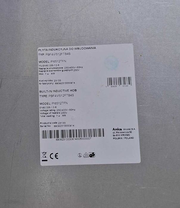 Płyta indukcyjna Amica PI6512TFN - Ukruszony narożnik