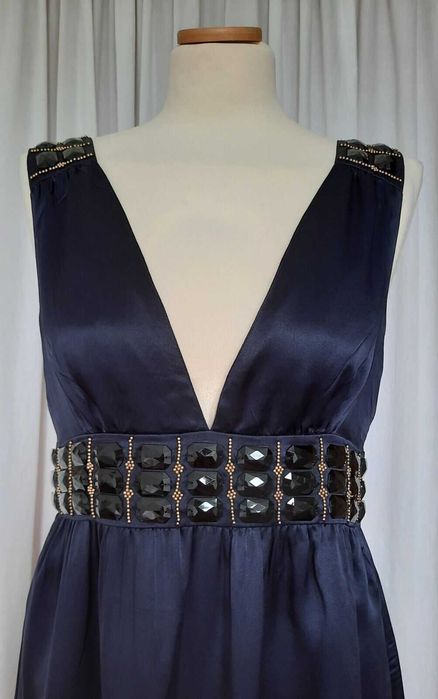 Шёлковое элегантное тёмно синее платье Whistles London L