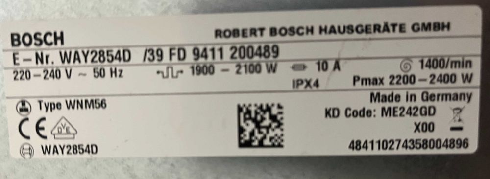 Пральна машина Bosch WAY2854D HomeProfessional Made in Germany