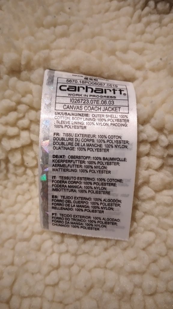 Carhartt kurtka bawełniana streetstyle z ociepleniem PRZECENA