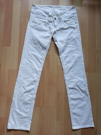Białe spodnie jeansy biodrówki Pepa Jeans S