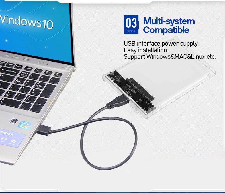 Карман для HDD SSD 2.5" USB 3.0 черный, новый