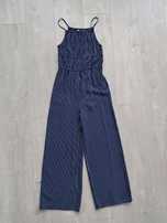 H&M 100% wiskoza granatowy kombinezon w paski 158
