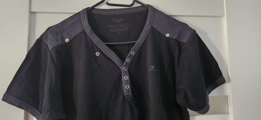 Armani L piękna koszulka t shirt czarna giorgio