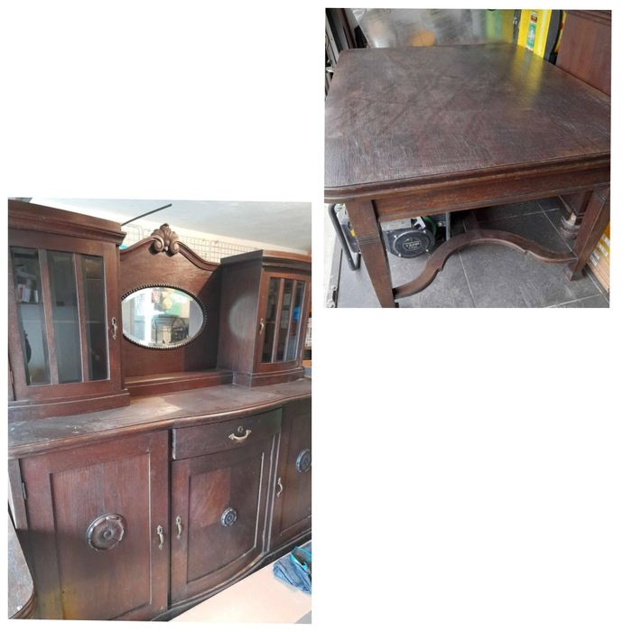 Drewniany stół i kredens/komoda antyk