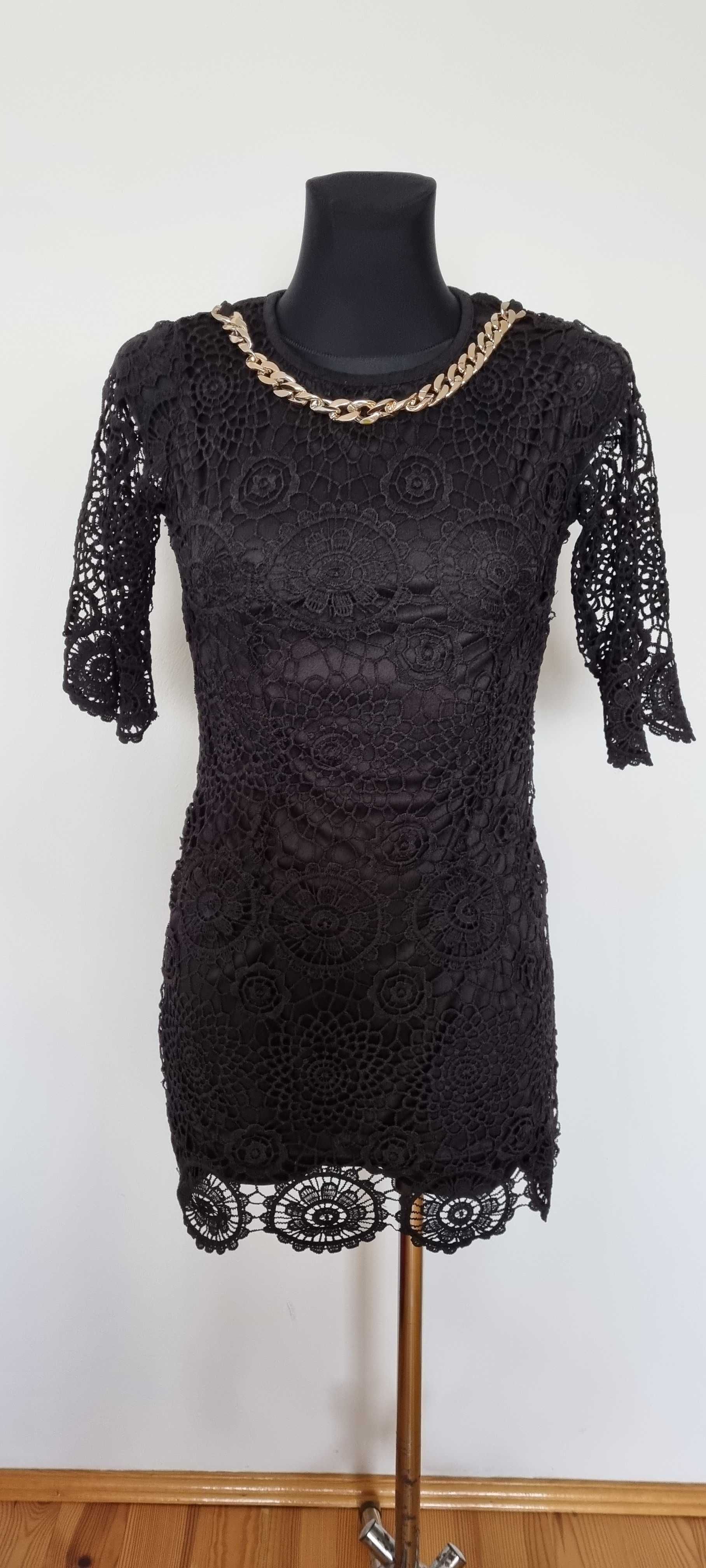 Sukienka Czarna z Koronki + darmowy  złoty łańcuszek