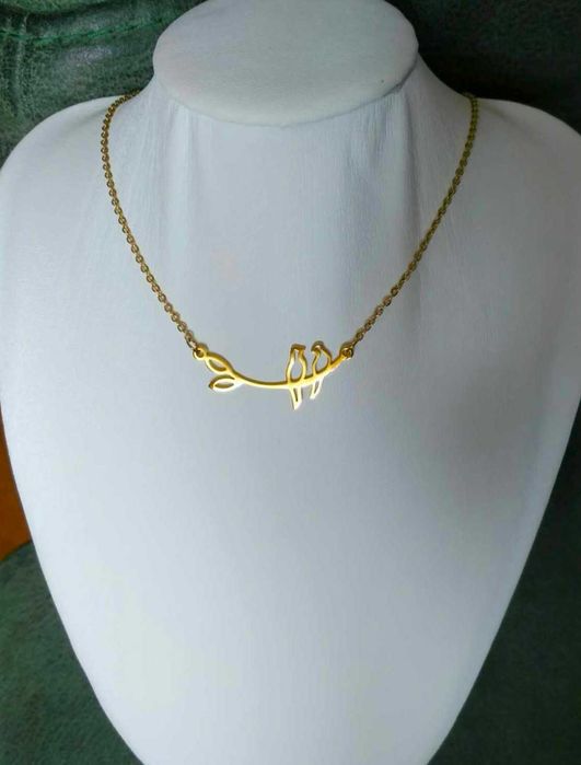 Colar Aço Dourado Passaros a Namorar NOVO